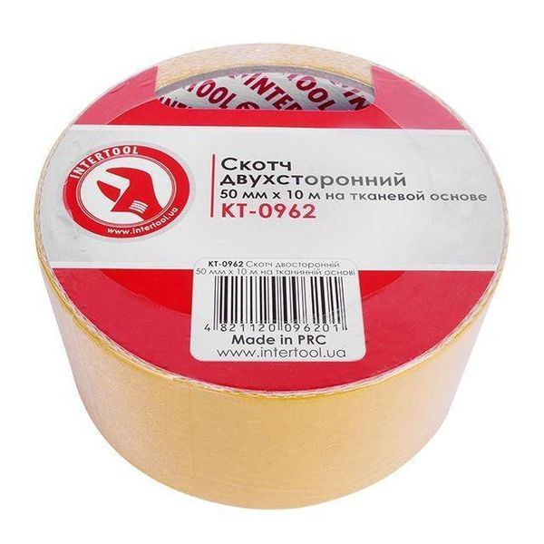 Скотч двосторонній 50мм * 10м на тканинній основі INTERTOOL KT-0962 KT-0962 фото