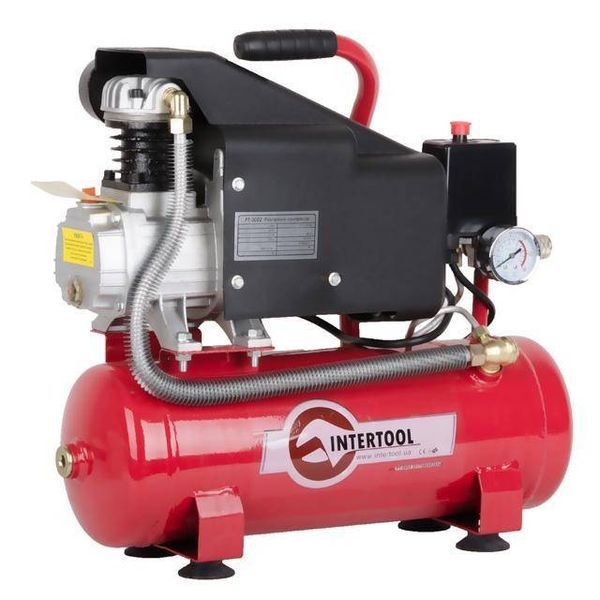 Компрессор 9л, 0.75кВт, 1.0HP, 220В, 8aтм, 160л/мин INTERTOOL PT-0002 PT-0002 фото