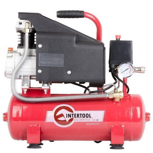 Компрессор 9л, 0.75кВт, 1.0HP, 220В, 8aтм, 160л/мин INTERTOOL PT-0002 PT-0002 фото