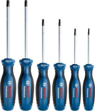 Викрутка Torx Bosch набір 6шт, T10х75, T15х75, T20x100, T25x100, T30x125, T40x125 мм 1.600.A01.V09 фото