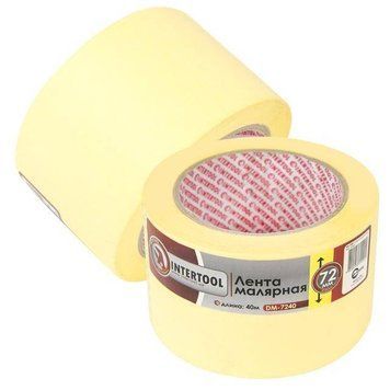 Стрічка малярська 72 мм, 40 м, жовта INTERTOOL DM-7240 DM-7240 фото