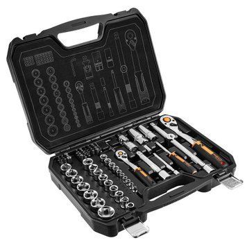 Набір торцевих головок Neo Tools, 73шт, 1/2", 1/4", CrV, кейс (10-054) 10-054 фото