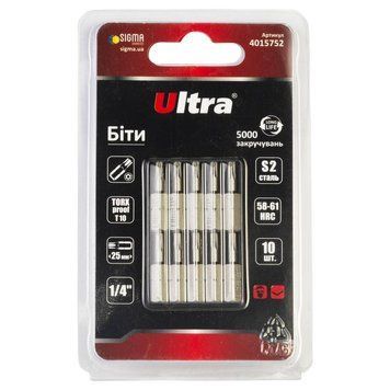 Биты TORX-proof 10&times;25мм &frac14;" 10шт S2 (блистер) ULTRA (4015752) SG-4015752 фото