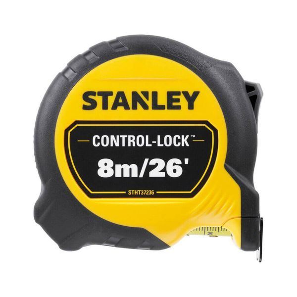 Рулетка вимірювальна CONTROL-LOCK довжиною 8 м/26, шириною 25 мм, в обгумованому корпусі, з подвійною шкалою STANLEY STHT37236-5 STHT37236-5 фото