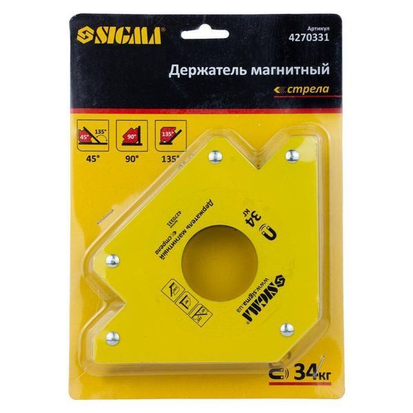 Магнит для сварки стрела 34кг 110&times;110мм (45, 90, 135&deg;) SIGMA (4270331) SG-4270331 фото