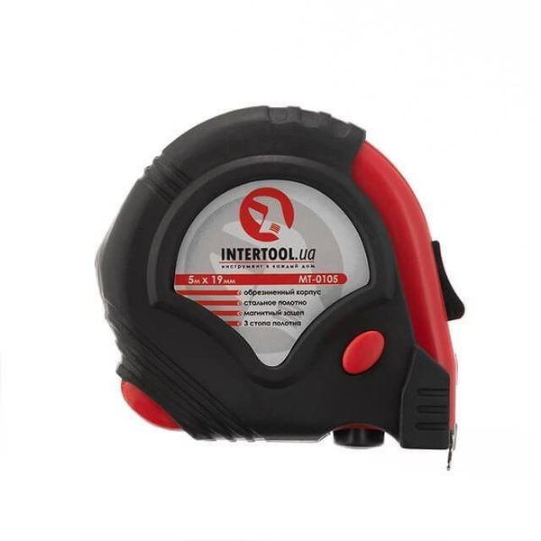 Рулетка з металевим полотном 5 м x 19 мм, три стопора полотна INTERTOOL MT-0105 MT-0105 фото