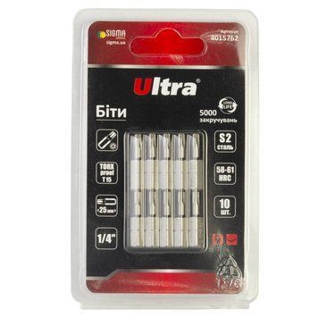 Биты TORX-proof 15&times;25мм &frac14;" 10шт S2 (блистер) ULTRA (4015762) SG-4015762 фото