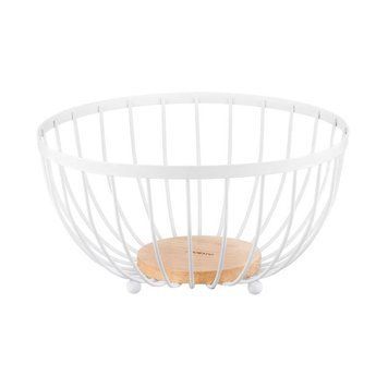 Корзина Ardesto Midori 25х25х13см, металл, дерево, белая (AR0904W) AR0904W фото