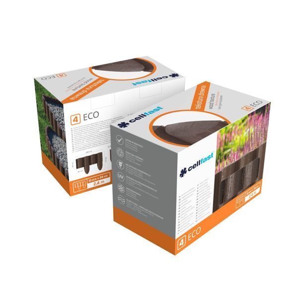 Газонна огорожа Cellfast 4 ECO, 10 секцій, 2.4м, коричневий (34-031) 34-031 фото