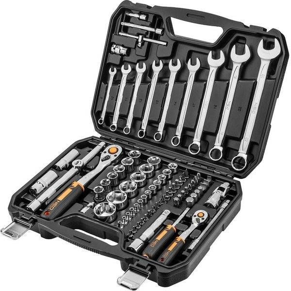 Набор инструментов Neo Tools, 82шт, 1/2", 1/4", CrV, eco кейс (10-058) 10-058 фото