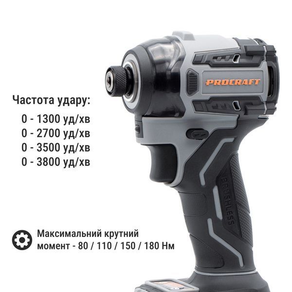 Акумуляторний гвинтоверт Procraft Industrial ID20A (з 1 акб та зп) PC-100207 фото
