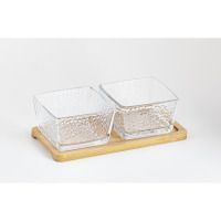 Салатник/Пиала VIVA BAMBOO /НАБОР/ 2х250 мл квадр. на подставке в уп. (S/3) S/3 фото