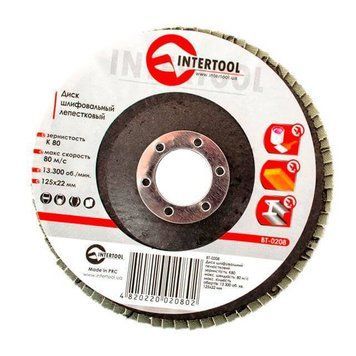 Диск шлифовальный лепестковый 125 x 22мм зерно K80 INTERTOOL BT-0208 BT-0208 фото