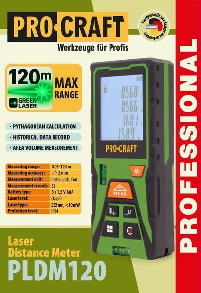 Лазерний далекомір Procraft PLDM120 PC-000120 фото