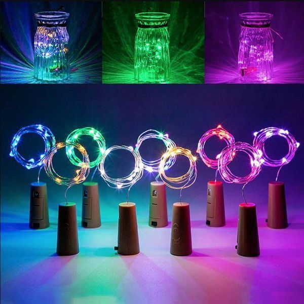 Светодиодная гирлянда ColorWay (CW-GC-20L2BMC) пробка для бутылки на батарейках 20LED, 2м, 5шт/уп, цветная CW-GC-20L2BMC фото