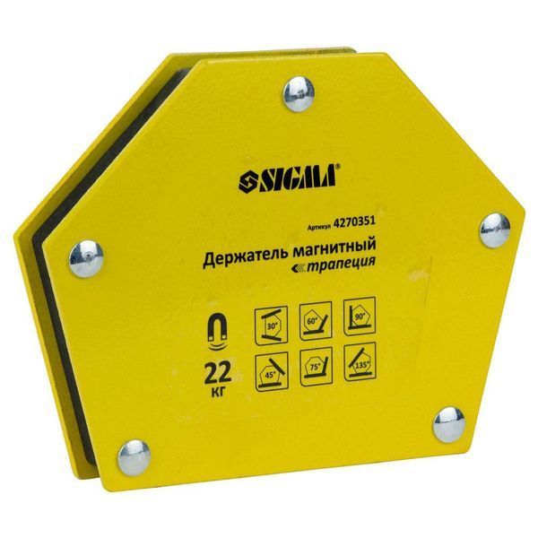 Магніт для зварки трапеція 22кг 90&times;54&times;54&times;43мм (30.45,60.75,90.135&deg;) SIGMA (4270351) SG-4270351 фото