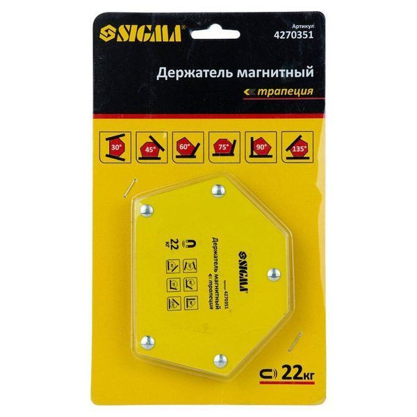 Магніт для зварки трапеція 22кг 90&times;54&times;54&times;43мм (30.45,60.75,90.135&deg;) SIGMA (4270351) SG-4270351 фото