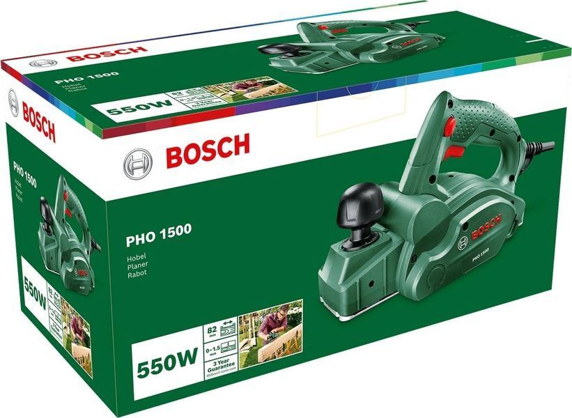 Рубанок Bosch PHO 1500 280Вт 82мм стругання до 1.5мм 2.55кг 0.603.2A4.000 фото