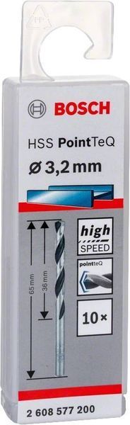 Свердло для металу Bosch HSS-PointTeQ, 3.2х36х65мм, 10шт (2.608.577.200) 2.608.577.200 фото