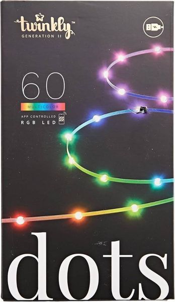 Smart LED Гирлянда Twinkly Dots Lights RGB 60 Gen II, IP20, прозрачный кабель TWD060STP-T фото