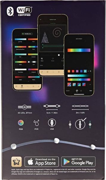 Smart LED Гирлянда Twinkly Dots Lights RGB 60 Gen II, IP20, прозрачный кабель TWD060STP-T фото