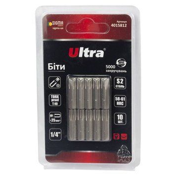 Биты TORX-proof 40&times;25мм &frac14;" 10шт S2 (блистер) ULTRA (4015812) SG-4015812 фото