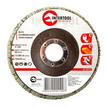 Диск шлифовальный лепестковый 125 x 22мм зерно K100 INTERTOOL BT-0210 BT-0210 фото
