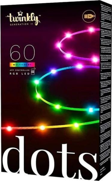 Smart LED Гирлянда Twinkly Dots Lights RGB 60 Gen II, IP20, прозрачный кабель TWD060STP-T фото