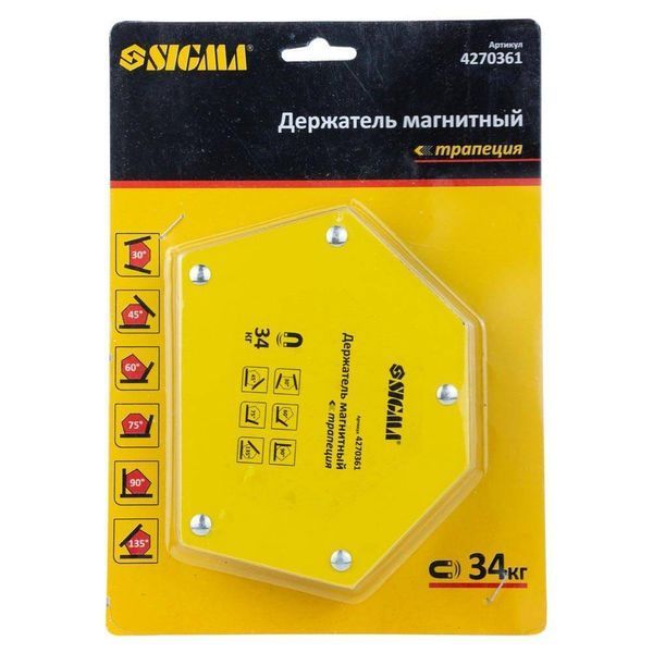 Магнит для сварки трапеция 34кг 105&times;65&times;65&times;45мм (30,45,60,75,90,135&deg;) SIGMA (4270361) SG-4270361 фото