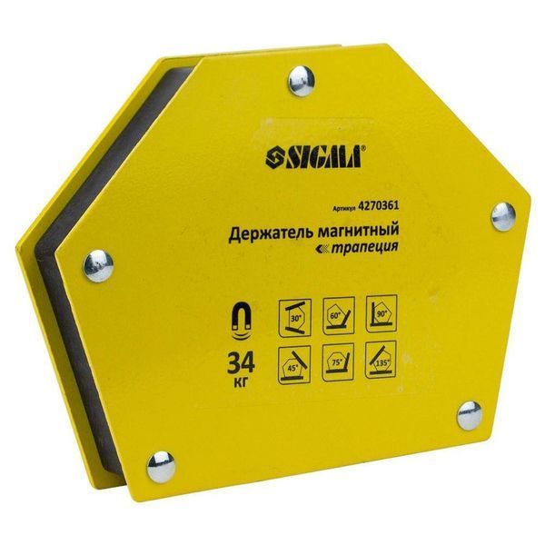 Магнит для сварки трапеция 34кг 105&times;65&times;65&times;45мм (30,45,60,75,90,135&deg;) SIGMA (4270361) SG-4270361 фото