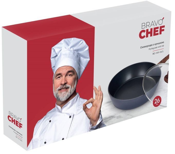 Сковорідка BRAVO CHEF Глибока з кришкою 20 см (BC-1101-20/L) BC-1101-20/L фото