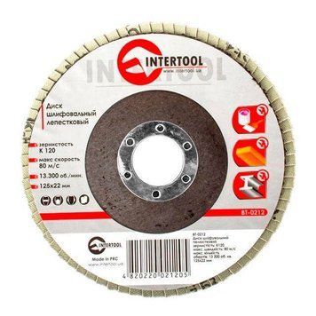 Диск шлифовальный лепестковый 125 x 22мм зерно K120 INTERTOOL BT-0212 BT-0212 фото