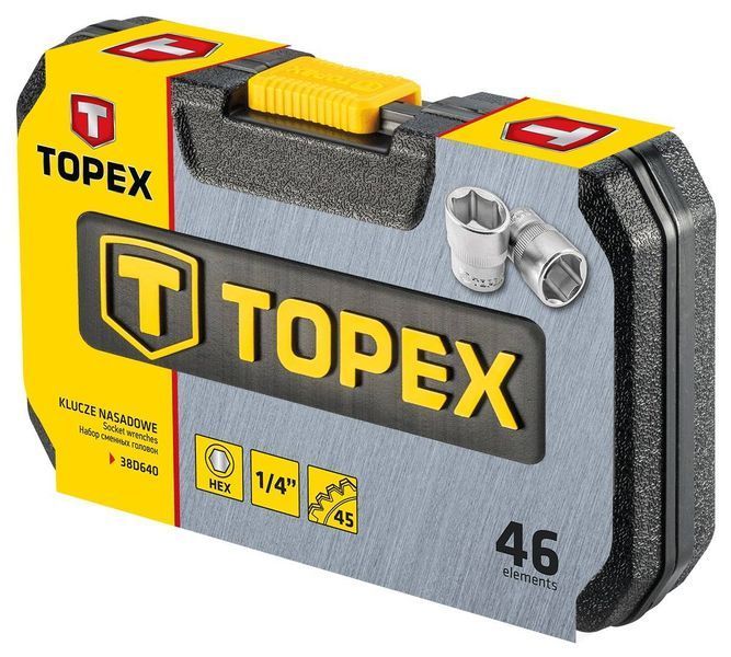 Набір торцевих головок TOPEX 1/4"46 предметів CrV 38D640 38D640 фото