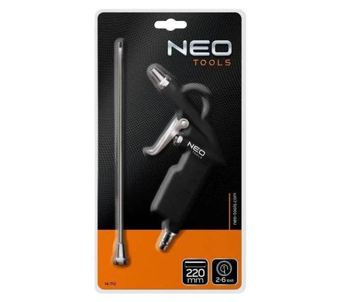 Пистолет продувочный Neo Tools, алюминий, удлиненное сопло 220 мм. 14-712 фото