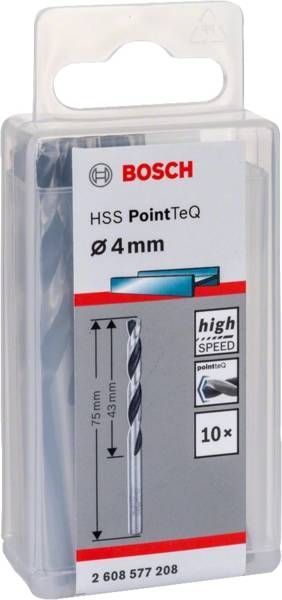 Свердло для металу Bosch HSS-PointTeQ, 4х43х75мм, 10шт (2.608.577.208) 2.608.577.208 фото