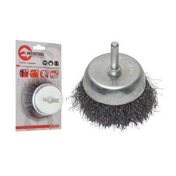 Щітка чашкова 75 мм для дриля, 1/4" (кручений дріт) INTERTOOL BT-9075 BT-9075 фото