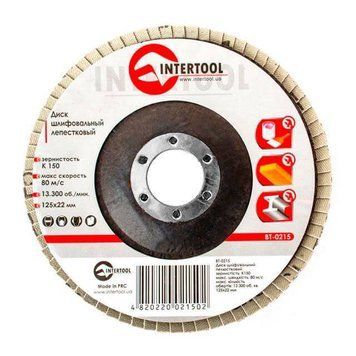 Диск шлифовальный лепестковый 125 x 22мм зерно K150 INTERTOOL BT-0215 BT-0215 фото