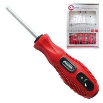 Набір викруток 6 од. (SL3x75,SL5x100,SL6x125,PH0x75,PH1x100,PH2x125), CrV, Ergo-design INTERTOOL VT-2005 VT-2005 фото