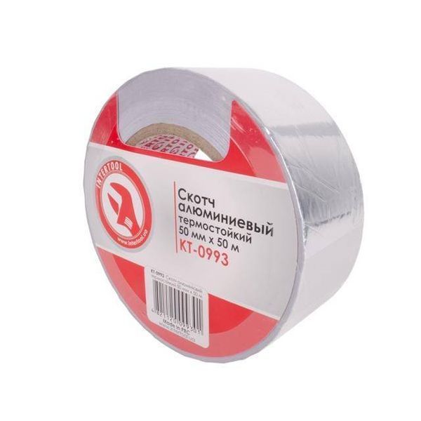 Скотч алюминиевый термостойкий 50 мм*50 м. INTERTOOL KT-0993 KT-0993 фото