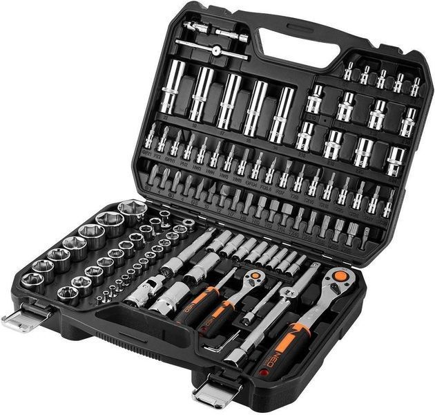 Набір торцевих головок NEO Tools, 110шт, 1/2", 1/4", CrV, кейс (10-066) 10-066 фото