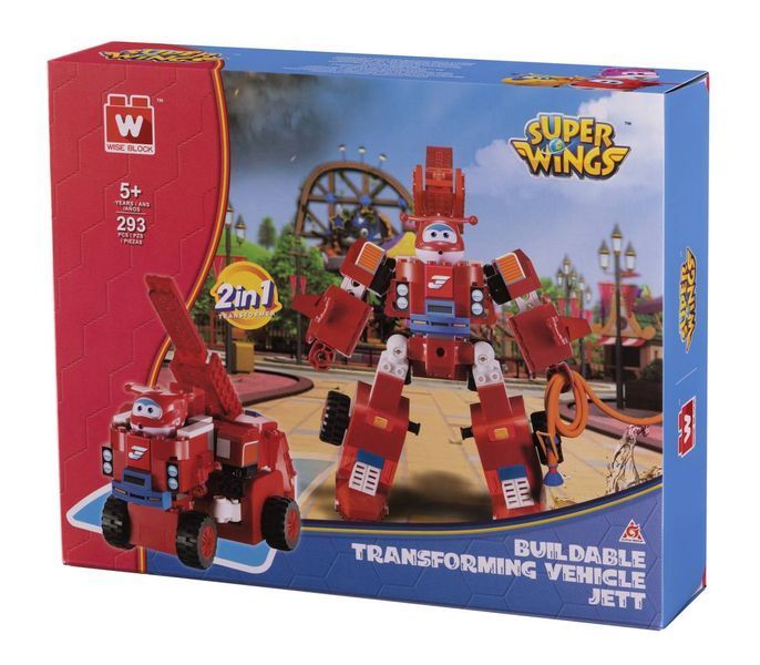 Конструктор-трансформер Super Wings Small Blocks 2-in-1 Buildable Transforming Vehicle Jett, Джетт EU385005 фото