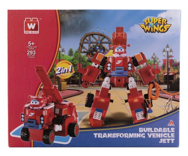 Конструктор-трансформер Super Wings Small Blocks 2-in-1 Buildable Transforming Vehicle Jett, Джетт EU385005 фото
