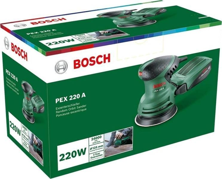 Шліфмашина ексцентрикова Bosch PEX 220 A 200Вт 125мм (0.603.378.000) 0.603.378.000 фото