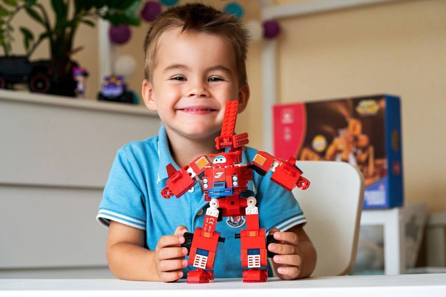 Конструктор-трансформер Super Wings Small Blocks 2-in-1 Buildable Transforming Vehicle Jett, Джетт EU385005 фото