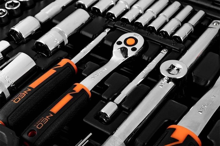 Набір торцевих головок NEO Tools, 110шт, 1/2", 1/4", CrV, кейс (10-066) 10-066 фото