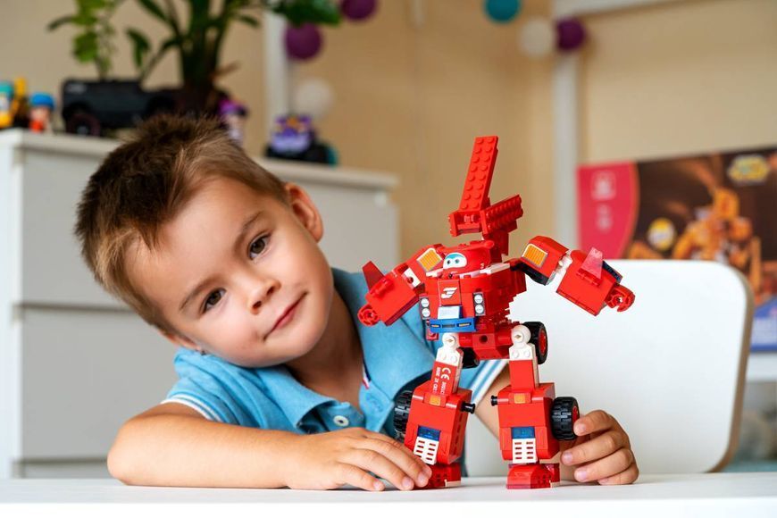Конструктор-трансформер Super Wings Small Blocks 2-in-1 Buildable Transforming Vehicle Jett, Джетт EU385005 фото