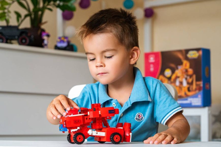 Конструктор-трансформер Super Wings Small Blocks 2-in-1 Buildable Transforming Vehicle Jett, Джетт EU385005 фото