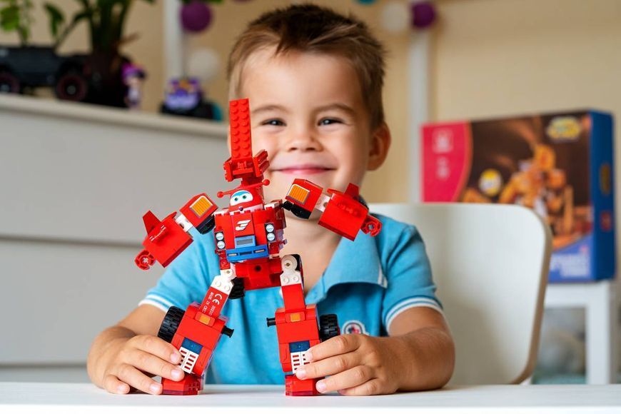 Конструктор-трансформер Super Wings Small Blocks 2-in-1 Buildable Transforming Vehicle Jett, Джетт EU385005 фото