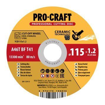 Диск отрезной керамический Procraft YCD115x1.2 115 мм 1,2 мм 22,2 мм PC-YCD1512 фото