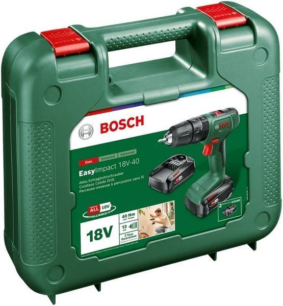 Шуруповерт-дриль ударний акумуляторний Bosch EasyImpact 18V-40 18В 2х1.5А год (0.603.9D8.102) 0.603.9D8.102 фото